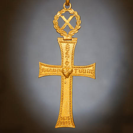 Golden "Adveniat Regnum Tuum" cross