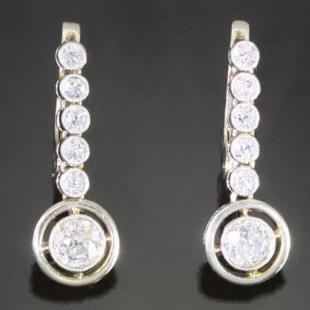 Art Deco diamond dangle earrings lever-back