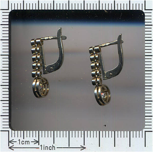 Art Deco diamond dangle earrings lever-back