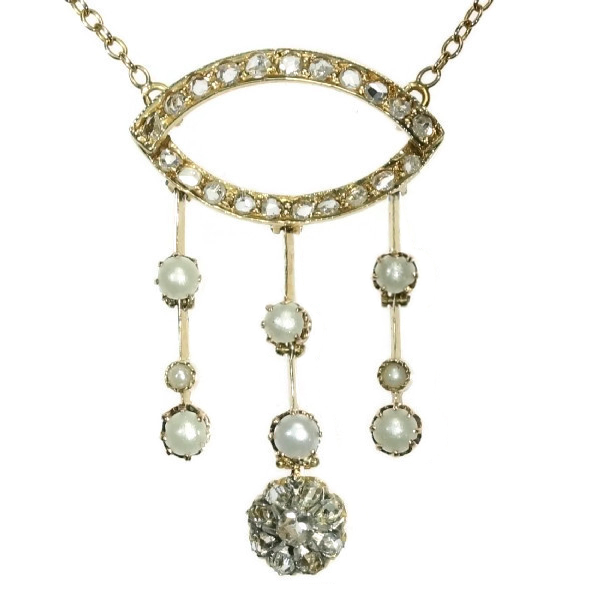 Victorian dangle pendant Princess necklace pearls diamonds: Description ...