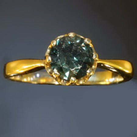 Natural green zirkon engagement ring, vintage