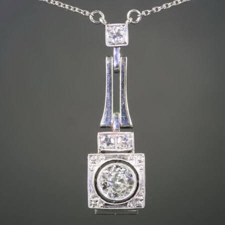Art Deco big brilliant pendant with chain