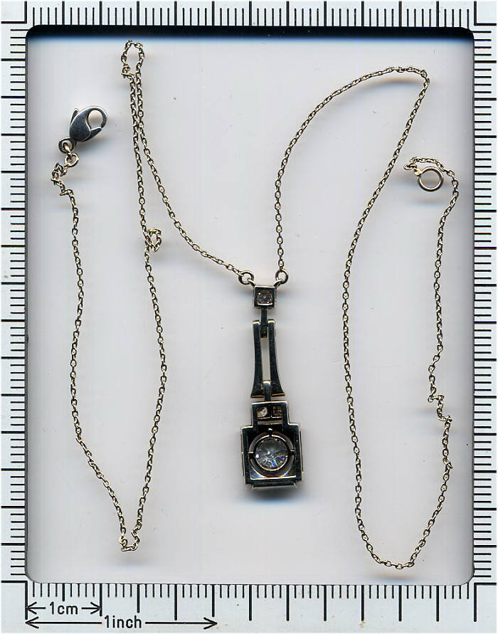 Art Deco big brilliant pendant with chain