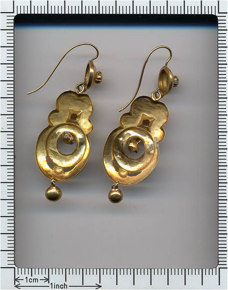 Early Victorian long pendent earrings with strass stones
