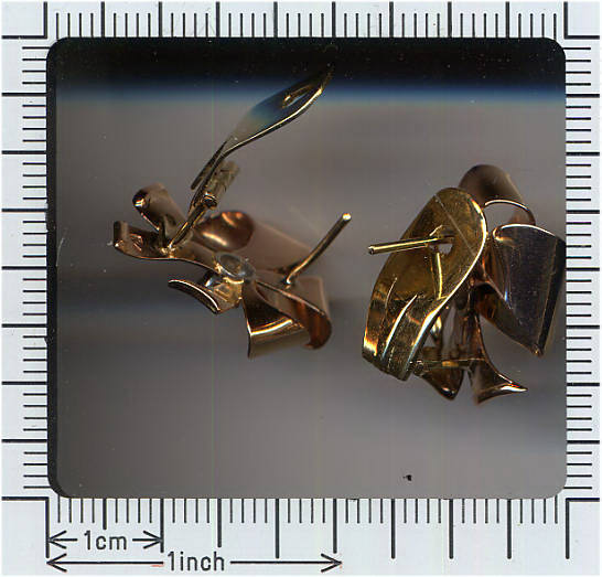 Bow gold diamond stud earrings, Retro jewelry