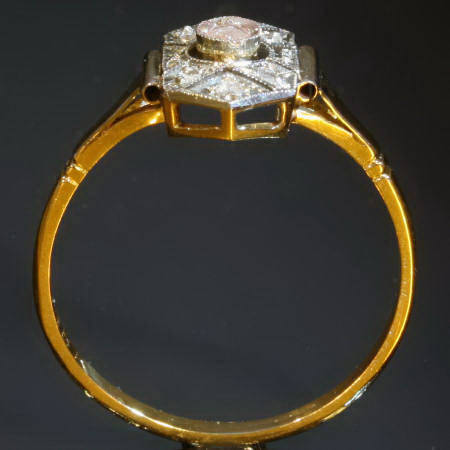 Bi-color golden Art Deco rose cut diamonds ring