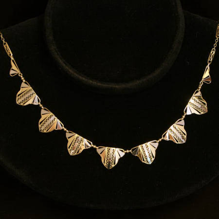 Art Deco multi color gold bow chain