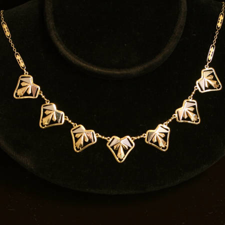 Art Deco bi-color gold bow chain
