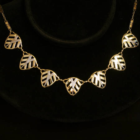 Art Deco bi-color gold bow necklace