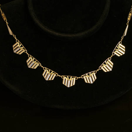 Bi-color gold Art Deco bow necklace