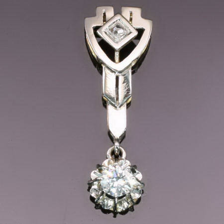 Art Deco diamond pendant in two tone 18K gold