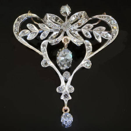 Late Victorian rose cut diamond brooch and pendant