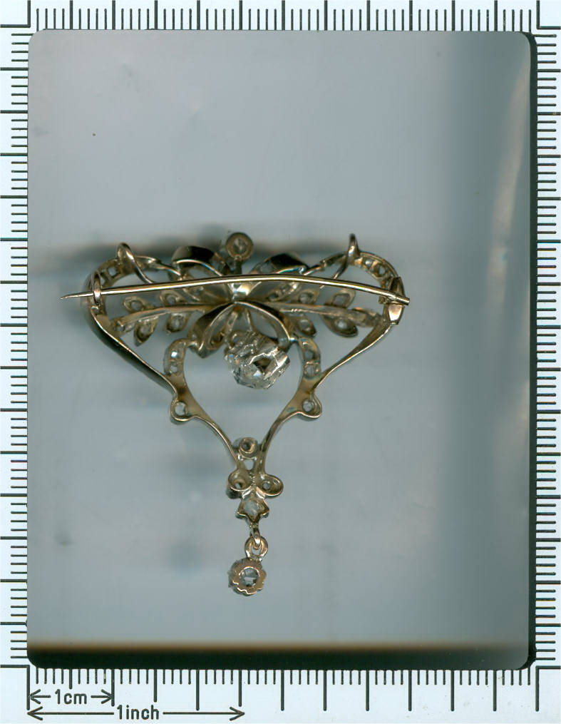 Late Victorian rose cut diamond brooch and pendant