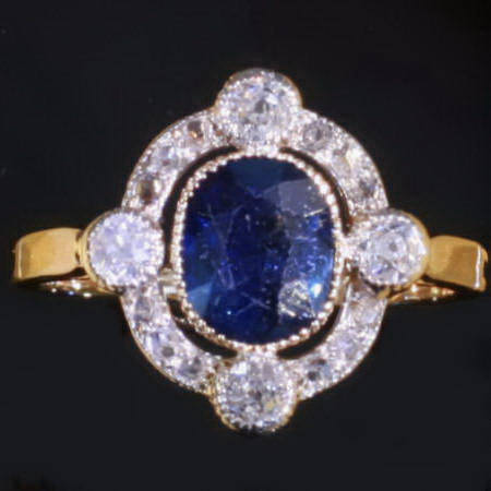 Late Victorian sapphire diamond engagement ring