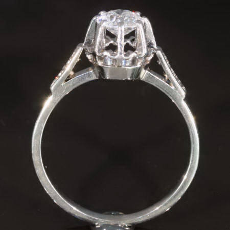 French late Art Deco engagement ring with old mine brilliant cut diamond