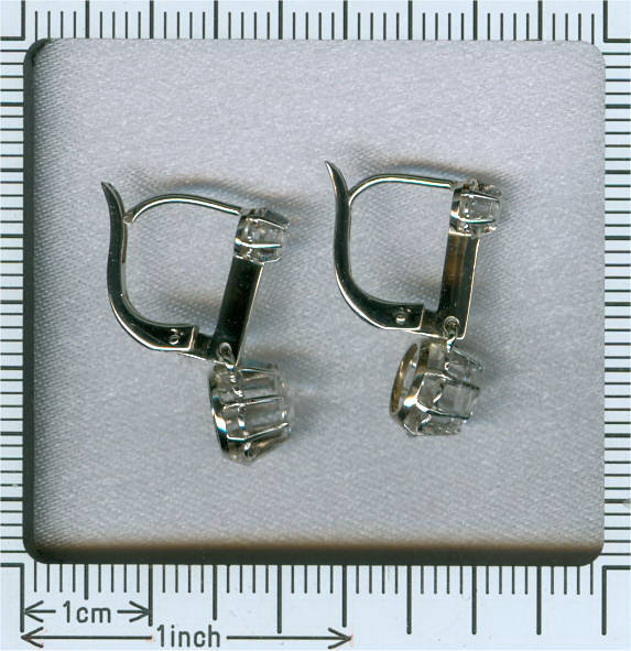 Diamonds white gold vintage dangle earrings lever-back