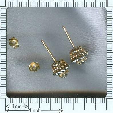 Victorian cushion diamond post earrings 18kt red gold