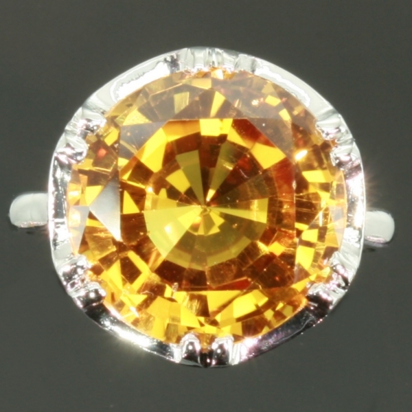 Yellow citrine stone estate engagement ring