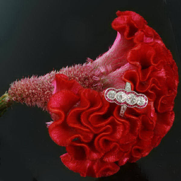 Magnificent Art Deco engagement ring with rubies and diamonds (image 3 of 8)
