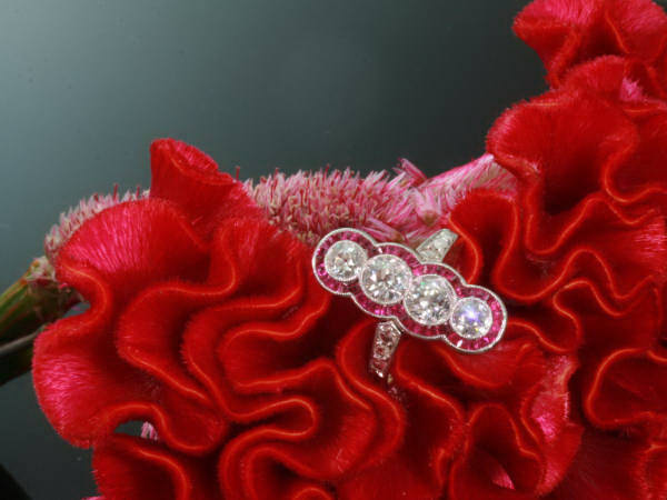 Magnificent Art Deco engagement ring with rubies and diamonds (image 4 of 8)