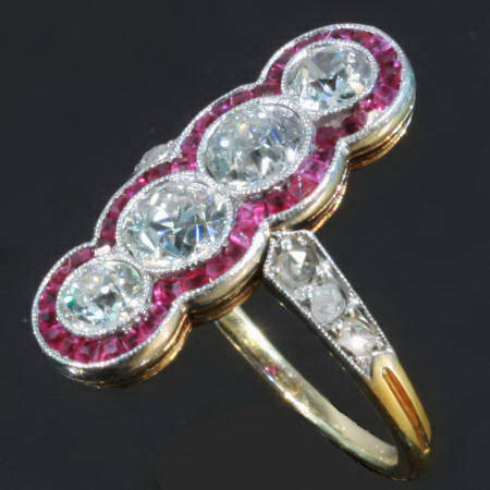 Magnificent Art Deco engagement ring with rubies and diamonds (image 5 of 8)