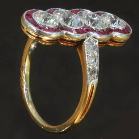 Magnificent Art Deco engagement ring with rubies and diamonds (image 6 of 8)