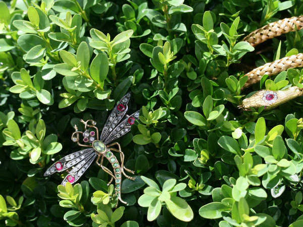 Diamond and ruby Victorian braided flexible coiled snake serpent bracelet (image 5 of 6)