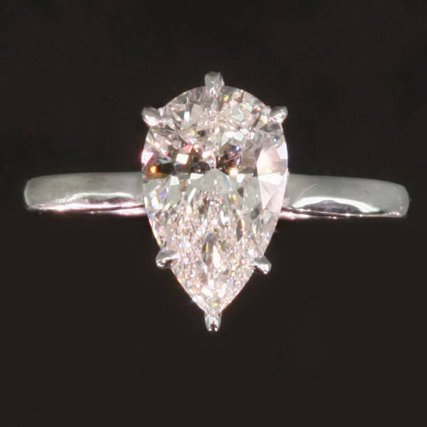 Estate pear shape diamond engagement ring platinum