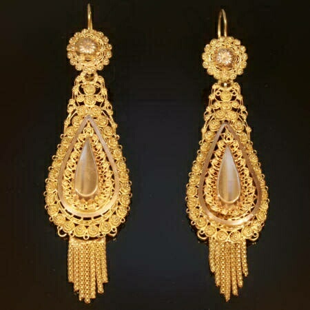 Truly magnificent long pendent Victorian filigree earrings. Top quality