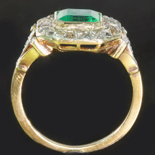 Estate diamond and Columbian emerald engagement ring (image 5 of 8)