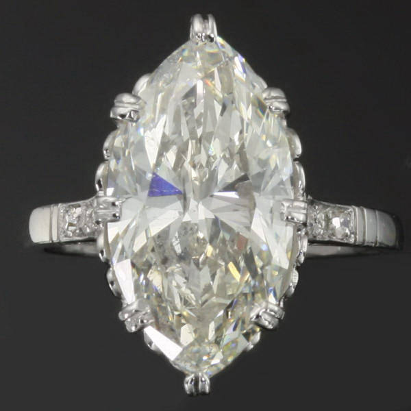 XXL marquise diamond platinum estate engagement ring (5.11 carat diamond weight)