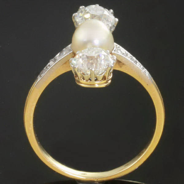 Antique three stone engagement ring pearl diamond (image 4 of 10)