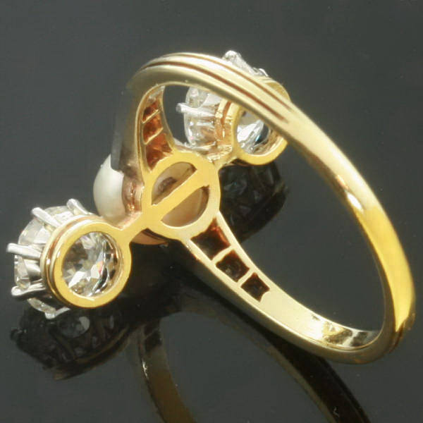 Antique three stone engagement ring pearl diamond (image 5 of 10)