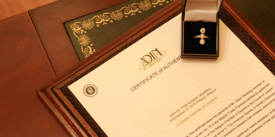 Antique three stone engagement ring pearl diamond (image 7 of 10)