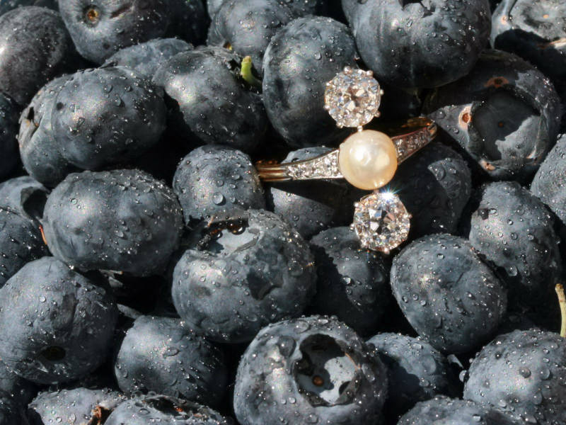Antique three stone engagement ring pearl diamond (image 9 of 10)