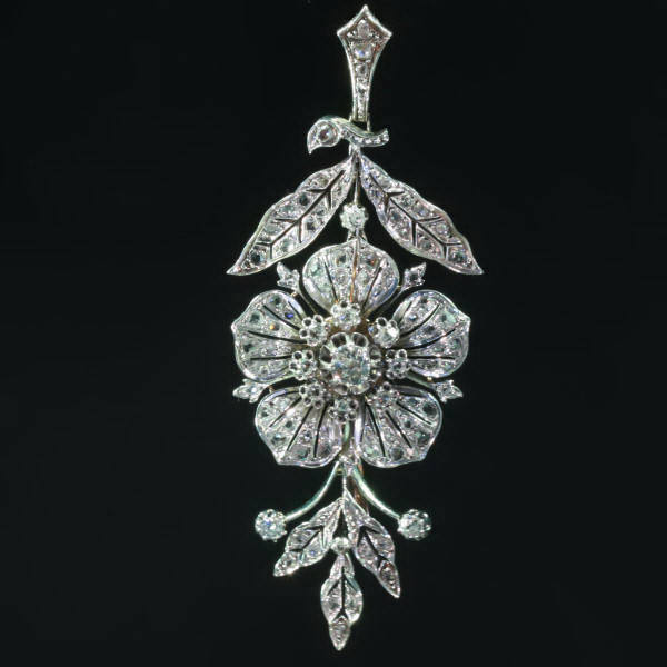 Beyond elegance!  Victorian pendant brooch completely covered with diamonds
