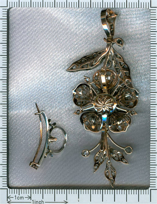 Beyond elegance!  Victorian pendant brooch completely covered with diamonds (image 4 of 5)