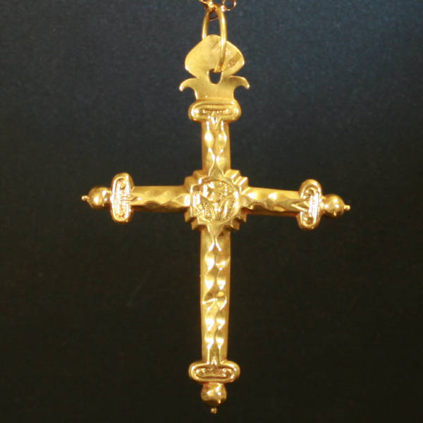 Original French or Belgian Georgian cross, breast piece, gold filigree (image 3 of 7)