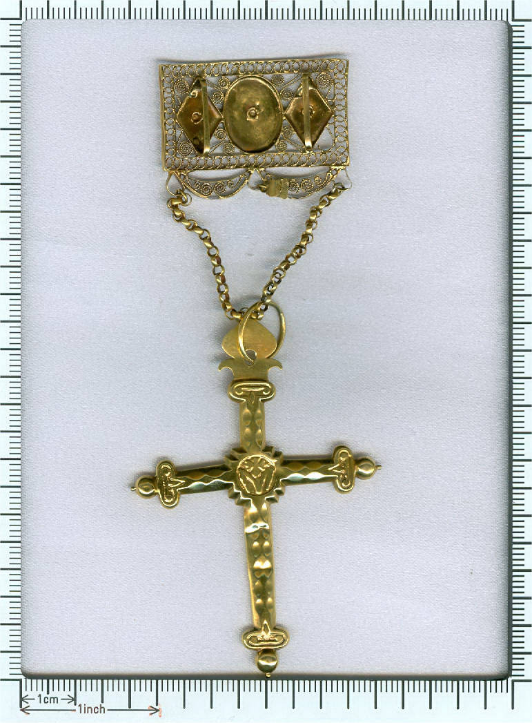 Original French or Belgian Georgian cross, breast piece, gold filigree (image 5 of 7)