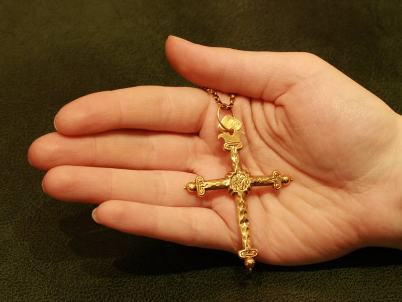 Original French or Belgian Georgian cross, breast piece, gold filigree (image 7 of 7)