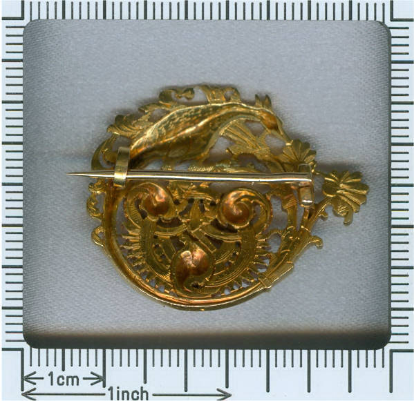 Elegant Victorian phoenix or griffin brooch with floral ornaments and rose cut diamonds (image 3 of 4)