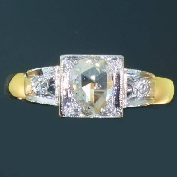 Very straightforward Art Deco engagement ring with big rose cut diamond (image 1 of 7)
