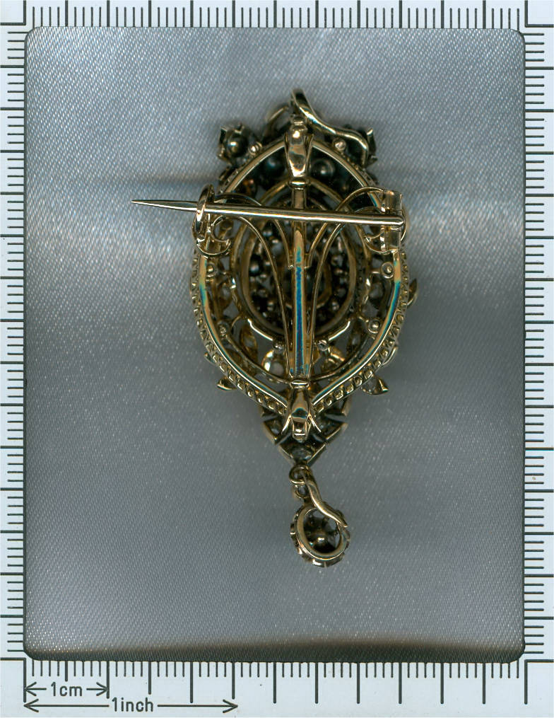 Cheerful rose cut diamond brooch pendant, a joy for the eye