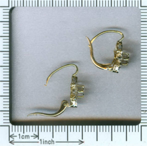 French two tone gold and diamond estate earrings