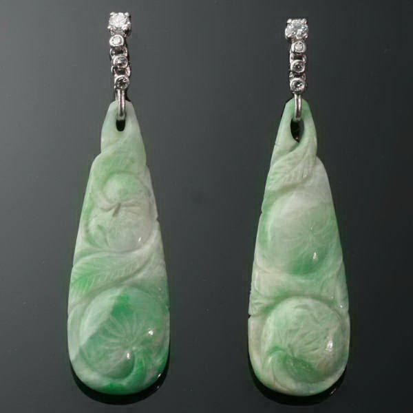 Must have! Art Deco pendent diamond jade ear pendants, earrings