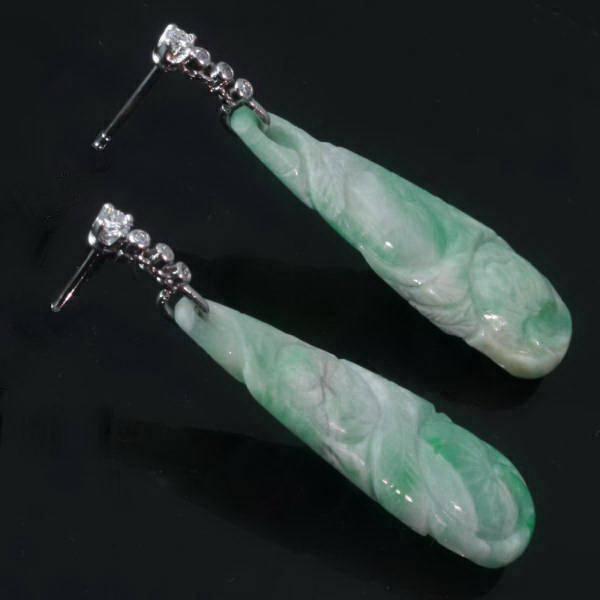 Must have! Art Deco pendent diamond jade ear pendants, earrings