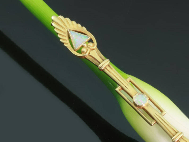 Stylish late Victorian Neo-Egyptian bar brooch with opals (image 3 of 7)
