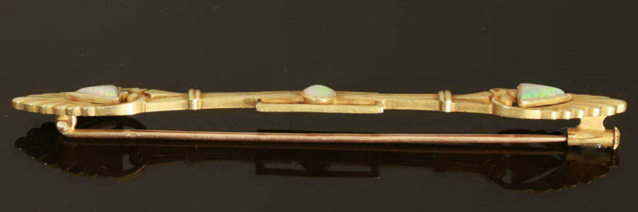 Stylish late Victorian Neo-Egyptian bar brooch with opals (image 6 of 7)