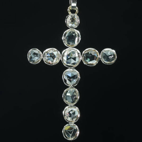 Big rose cut diamonds cross, estate jewelry