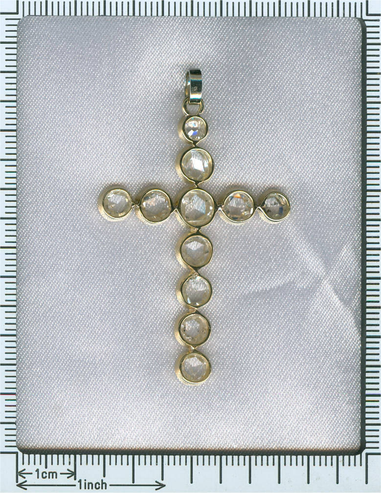 Big rose cut diamonds cross, estate jewelry